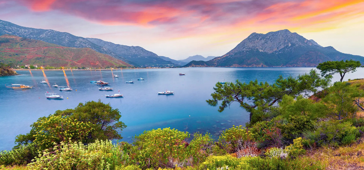 Antalya Airport to Adrasan transfer route scenic Mediterranean coast mountains and turquoise sea