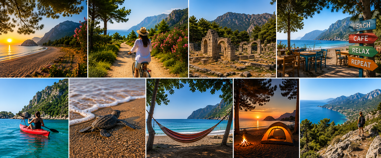 Çıralı travel guide with Mediterranean beach, mountain scenery and private Antalya Airport transfer route